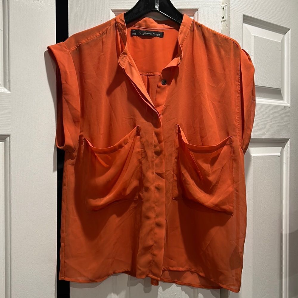 Patterson J. Kincaid Orange Short Sleeve Button Down, Size Medium